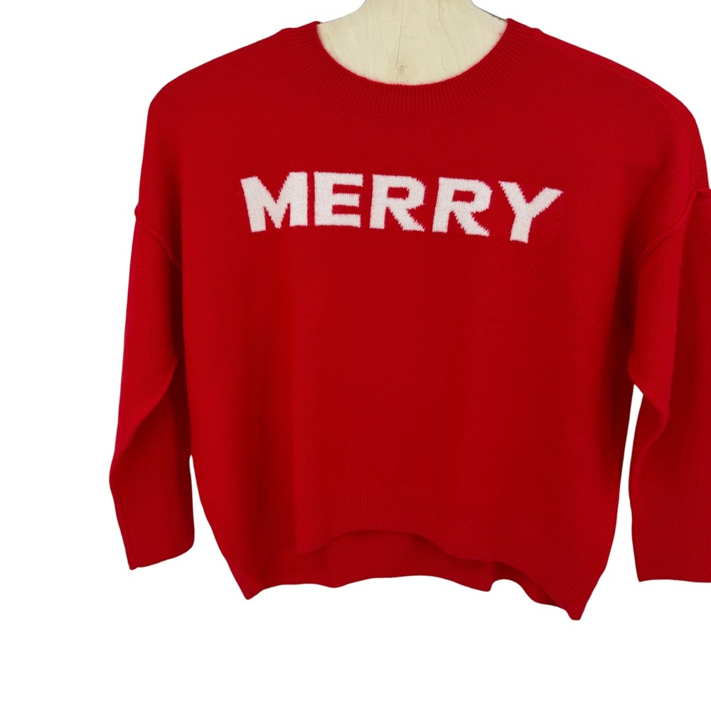 NWT Vince Camuto Holiday Sweater Wm XL Red Merry Graphic Knit Festive Pullover